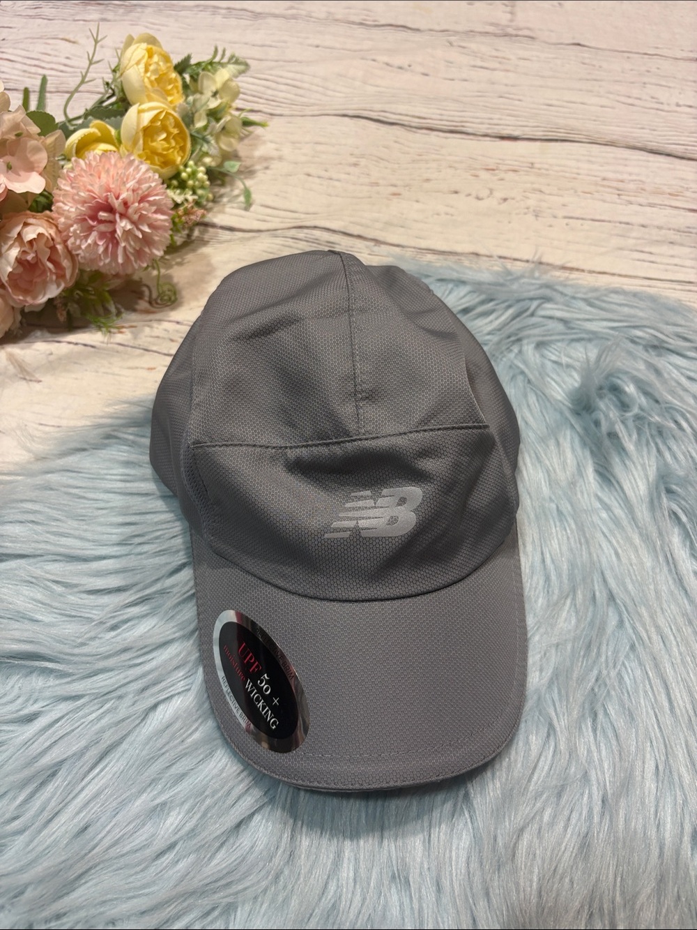 NWOT New Balance Gray UPF Wicking Trucker Hat